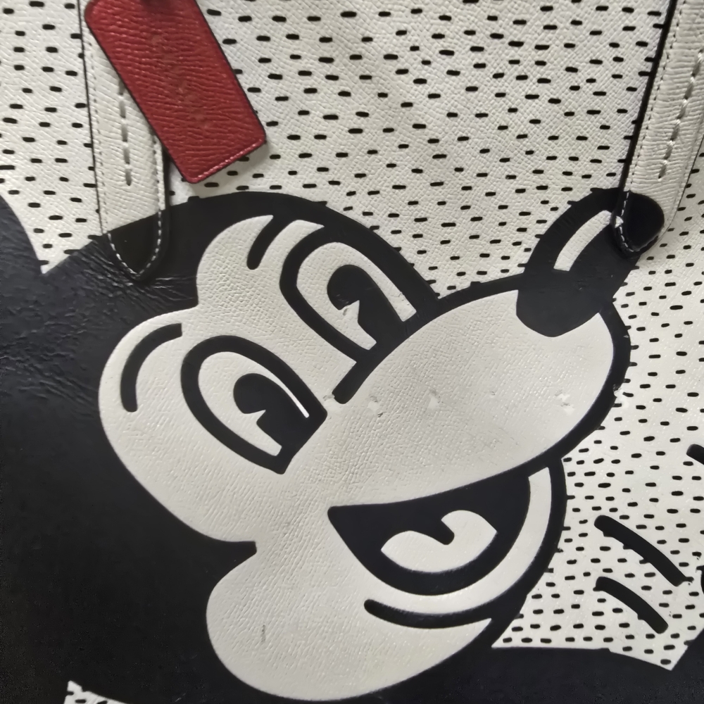 ❤️Large  Coach Disney Mickey Mouse X Keith Haring Highline Brass/Chalk Tote - Picture 4 of 10